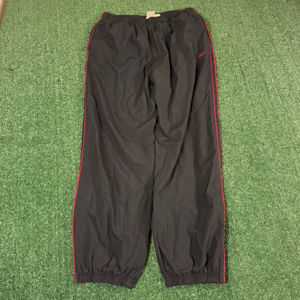 Reebok RBK Vintage Track Pants Black Red Mens XL Y2K Streetwear 0482